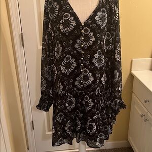 Hudson Gray Floral Button-Front Tunic Dress, Size XL